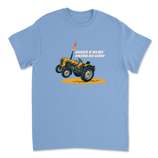 Męska koszulka - OGIEŃ Z RURY PRZÓD DO GÓRY